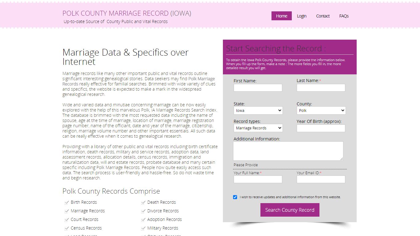 Public Marriage Records - Polk County, Iowa